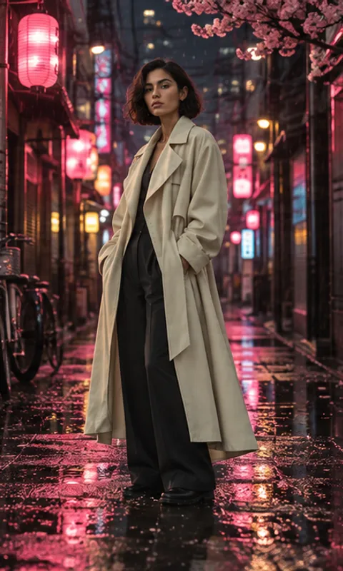 Creative concept of the same woman — tokyo after dark