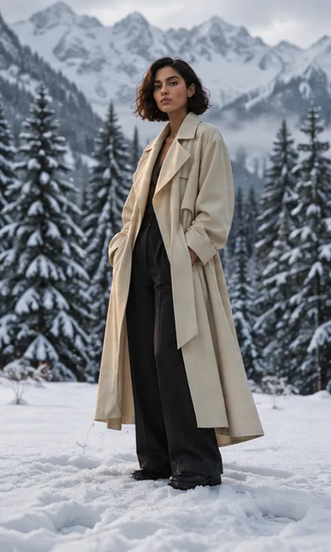 Creative concept of the same woman — somewhere colder